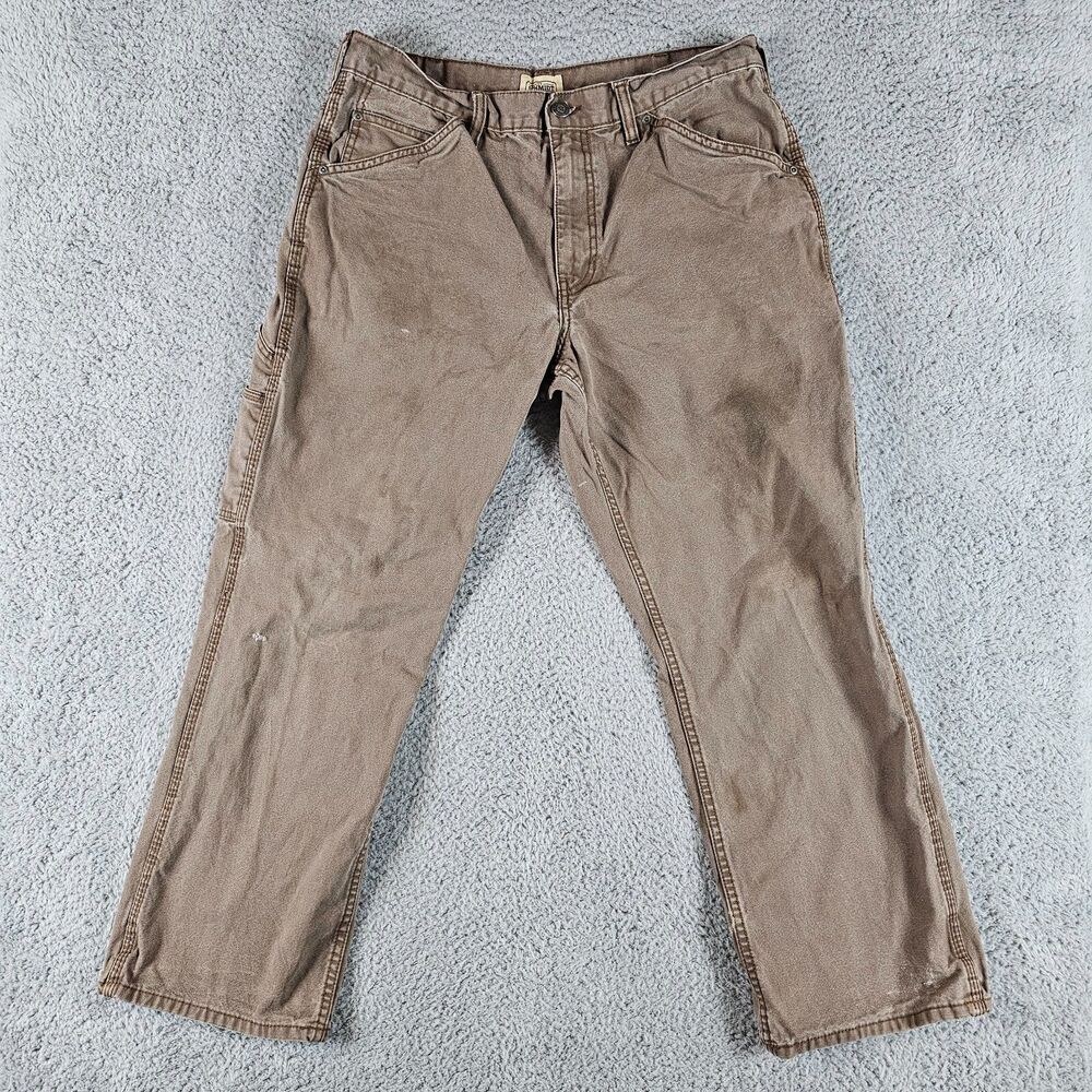 CE Schmidt Pants Mens 34x28* Canvas Carpenter Work Utility Distressed Grunge Tan